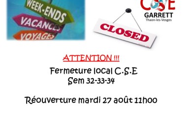 FERMETURE LOCAL CSE