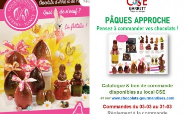 CHOCOLATS PAQUES 2022